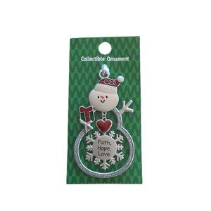"Faith, Hope, Love" GANZ Snowman Ornament.  NEW